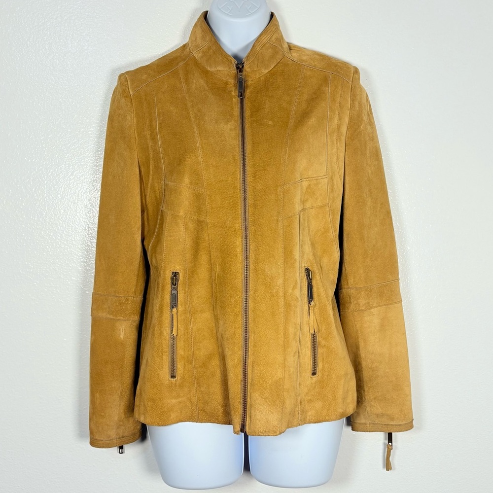 Alfani Suede Zip-Front Utility Jacket in Camel
